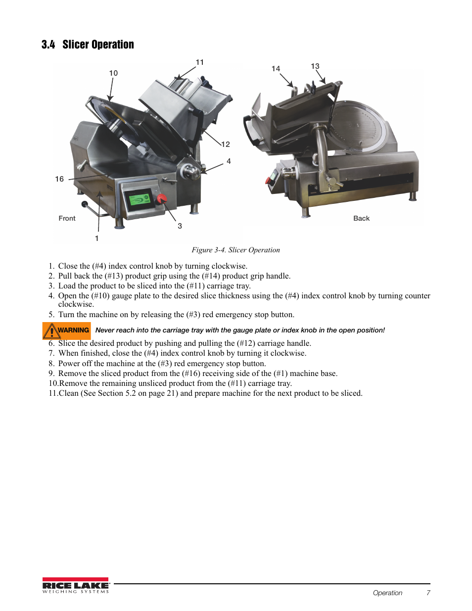 4 slicer operation | Rice Lake Retail Scales - MajorSlice 350A User Manual | Page 11 / 37