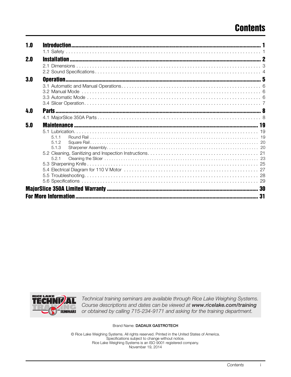 Rice Lake Retail Scales - MajorSlice 350A User Manual | Page 3 / 37