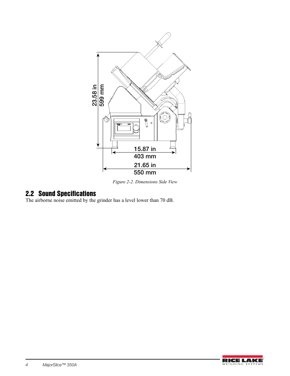 2 sound specifications | Rice Lake Retail Scales - MajorSlice 350A User Manual | Page 8 / 37