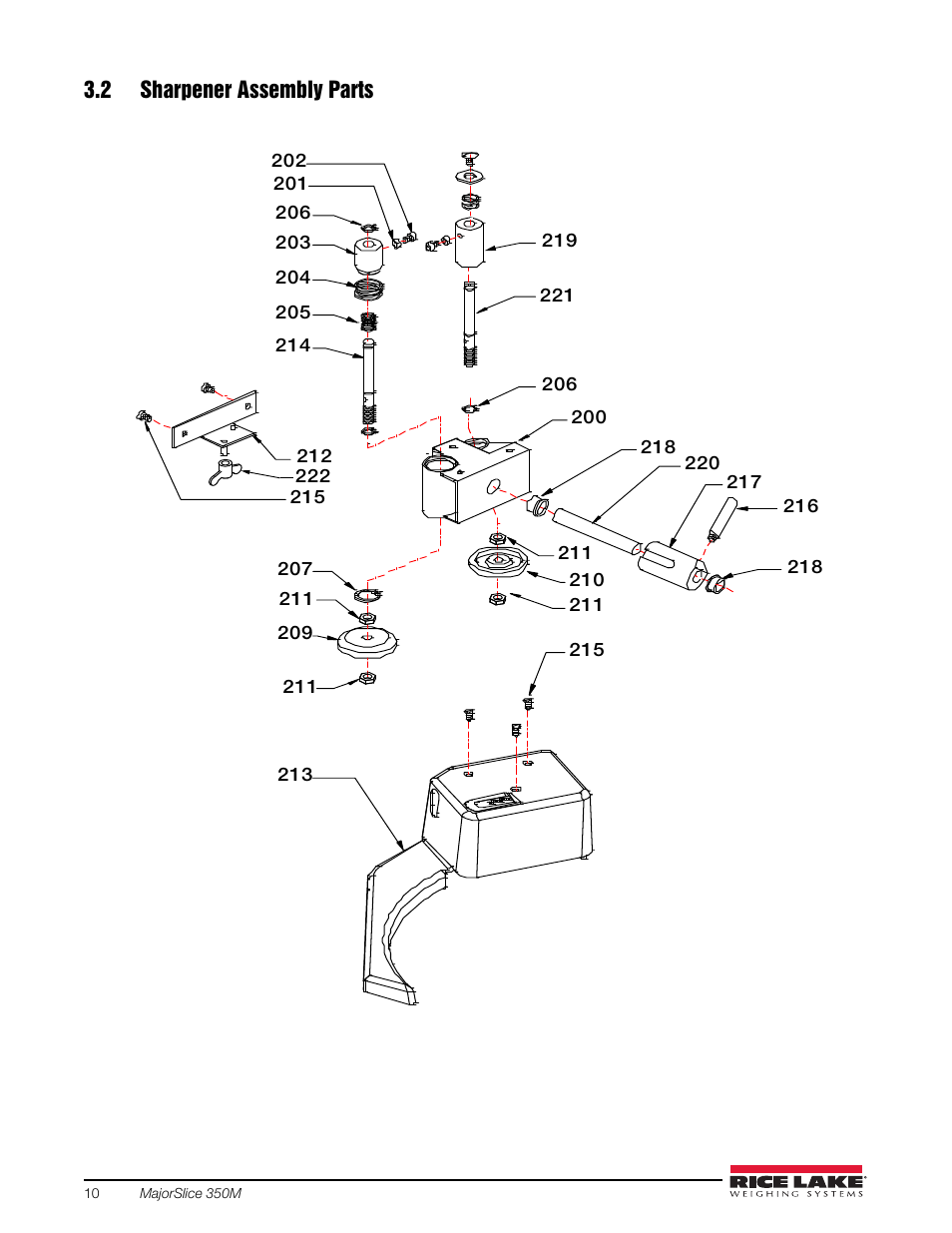 2 sharpener assembly parts | Rice Lake Retail Scales - MajorSlice 350M User Manual | Page 14 / 32