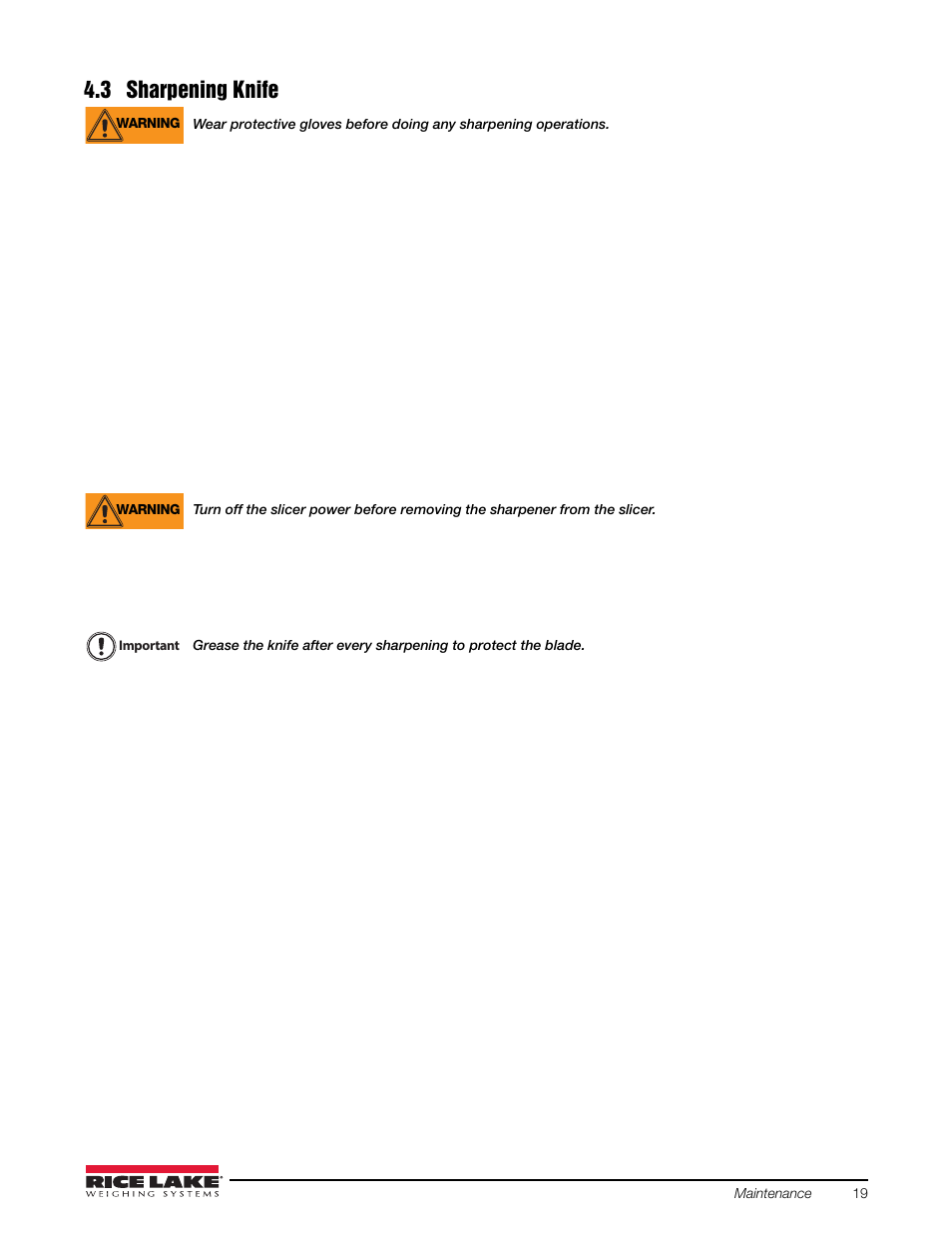 3 sharpening knife | Rice Lake Retail Scales - MajorSlice 350M User Manual | Page 23 / 32