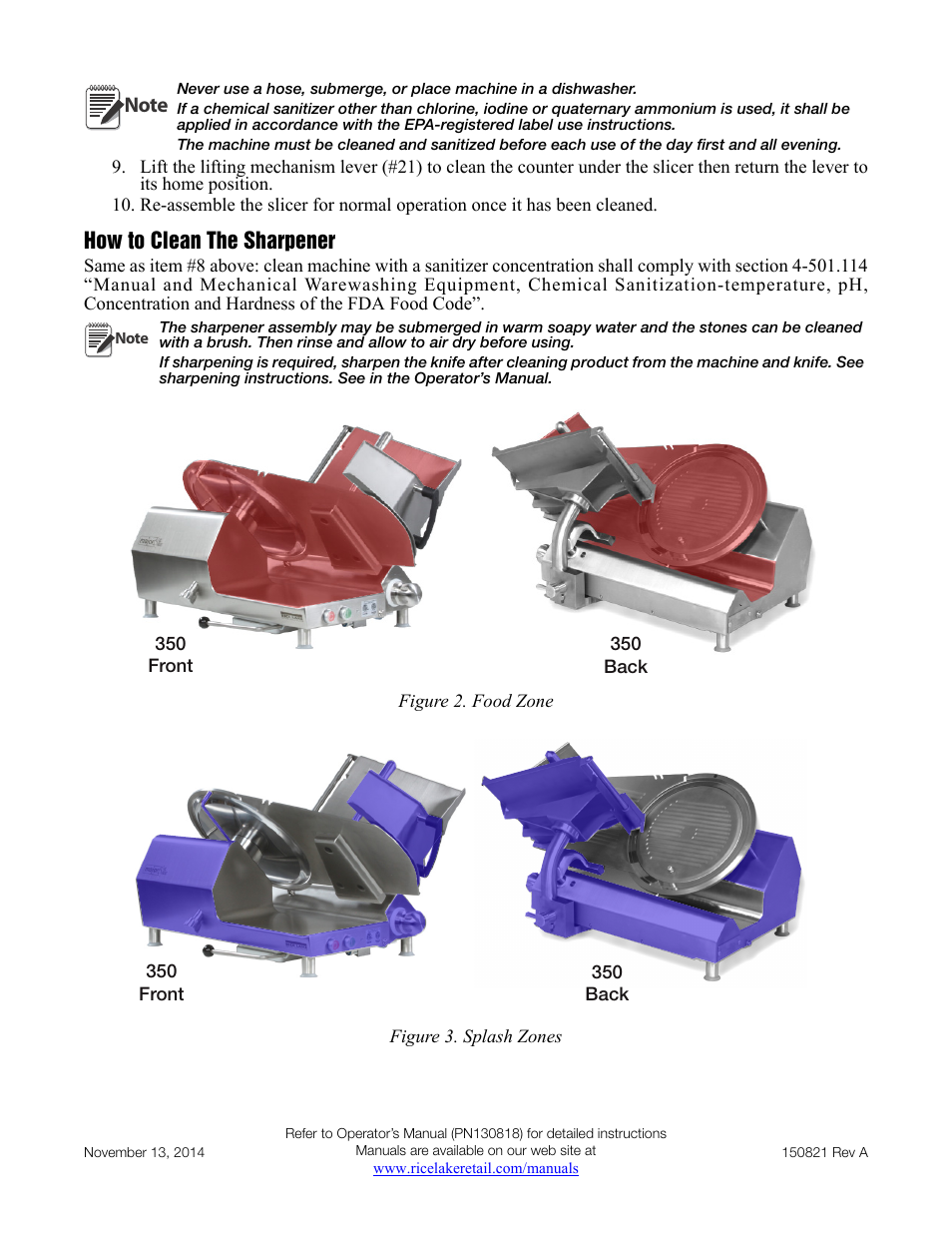 How to clean the sharpener | Rice Lake Retail Scales - Rice Lake MajorSlice 350M Series Deli Slicer Cleaning Placard User Manual | Page 2 / 2