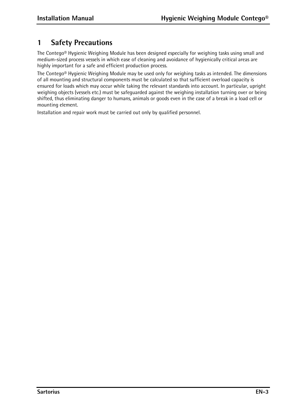 1 safety precautions, Safety precautions, 1safety precautions | Rice Lake Contego-Hygienic Weigh Module Kits, Lateral Cable Outlet User Manual | Page 5 / 96