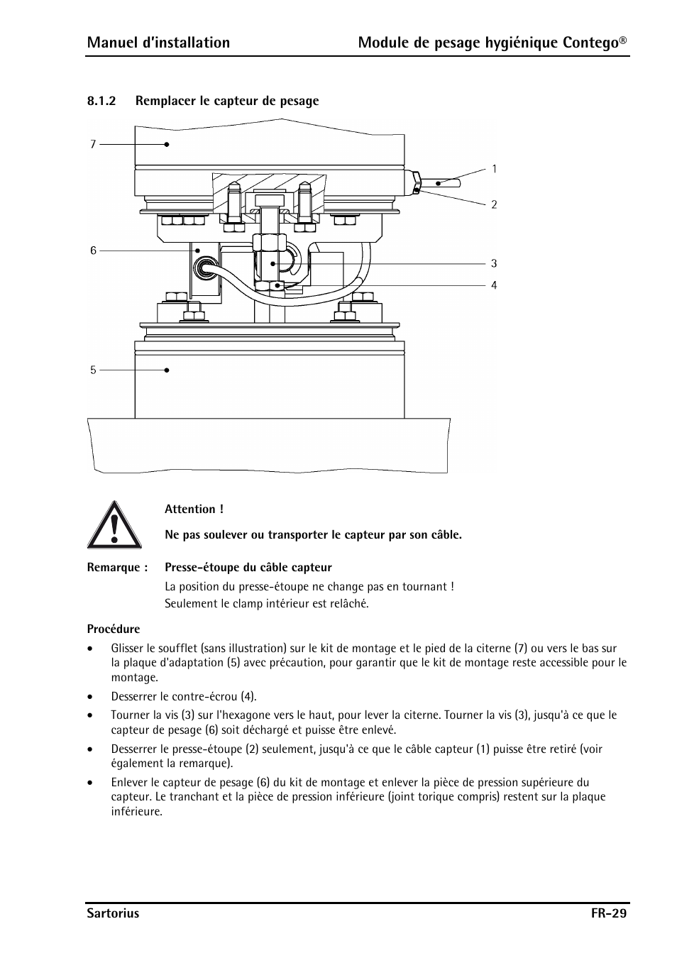 2 remplacer le capteur de pesage, Remplacer le capteur de pesage | Rice Lake Contego-Hygienic Weigh Module Kits, Lateral Cable Outlet User Manual | Page 91 / 96