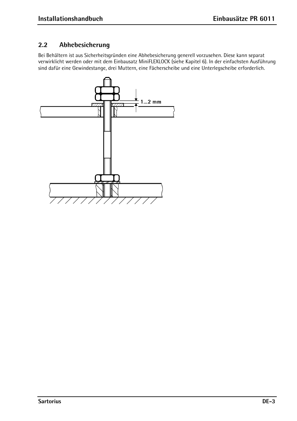 2 abhebesicherung, Abhebesicherung | Rice Lake Contego-Hygienic Weigh Module Kits, Top Cable Outlet User Manual | Page 13 / 28