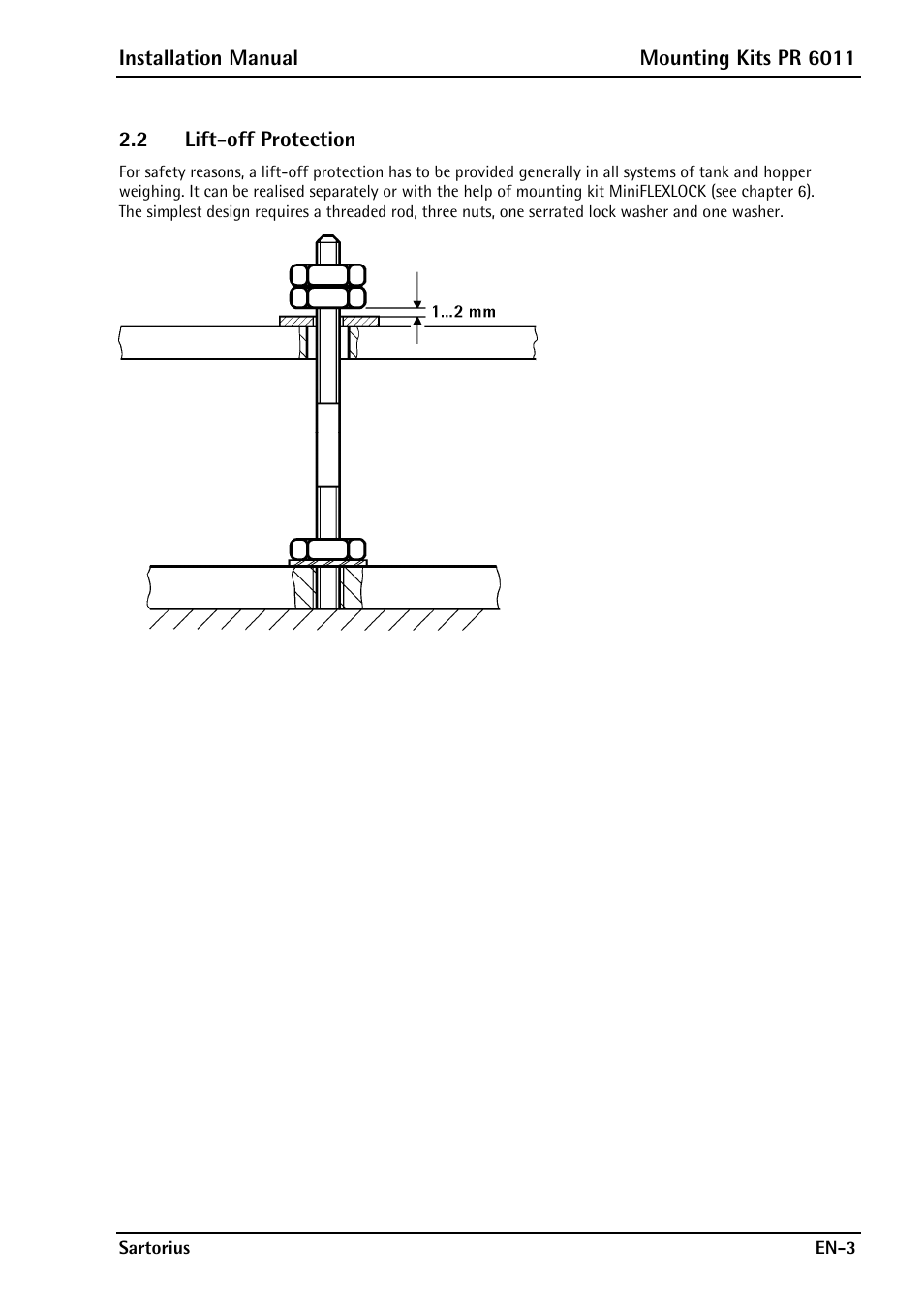 2 lift-off protection, Lift-off protection | Rice Lake Contego-Hygienic Weigh Module Kits, Top Cable Outlet User Manual | Page 5 / 28