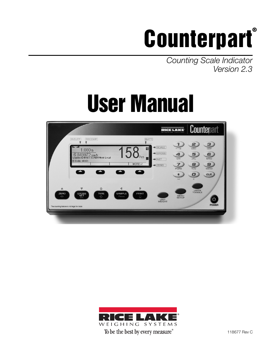 Rice Lake Counterpart Configurable Counting Indicator - Installation and Operation Manual V2.3 - Rev C User Manual | 112 pages