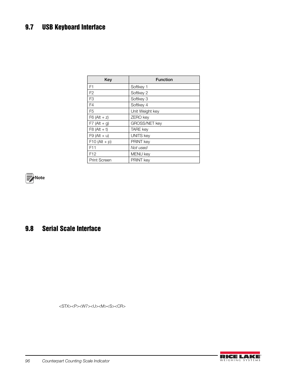 7 usb keyboard interface, 8 serial scale interface | Rice Lake Counterpart Configurable Counting Indicator - Installation and Operation Manual V2.3 - Rev C User Manual | Page 102 / 112