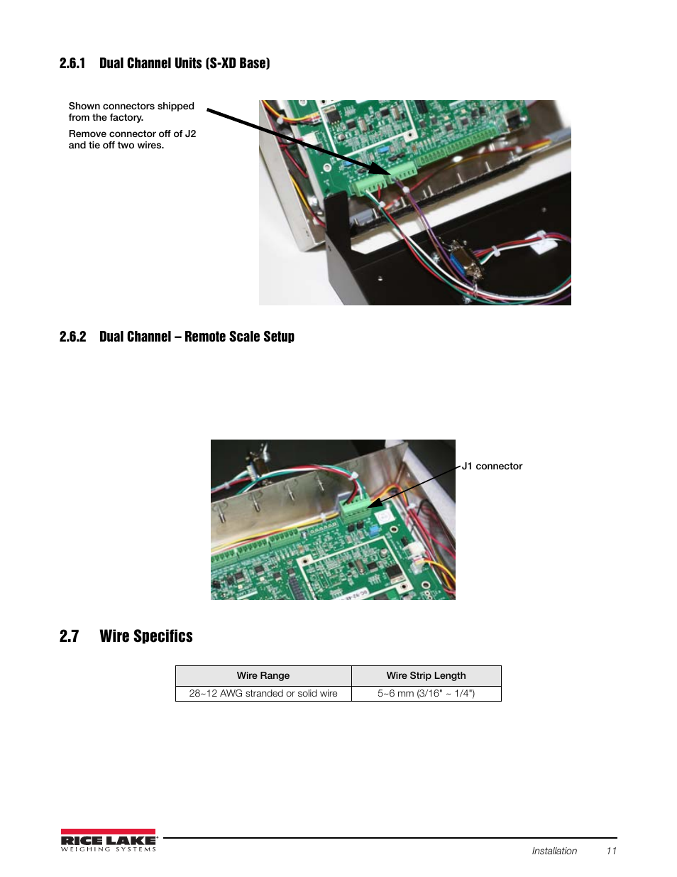 1 dual channel units (s-xd base), 2 dual channel – remote scale setup, 7 wire specifics | 6 load cell wiring, Dual channel units (s-xd base), Dual channel – remote scale setup | Rice Lake Counterpart Configurable Counting Indicator - Installation and Operation Manual V2.3 - Rev C User Manual | Page 17 / 112