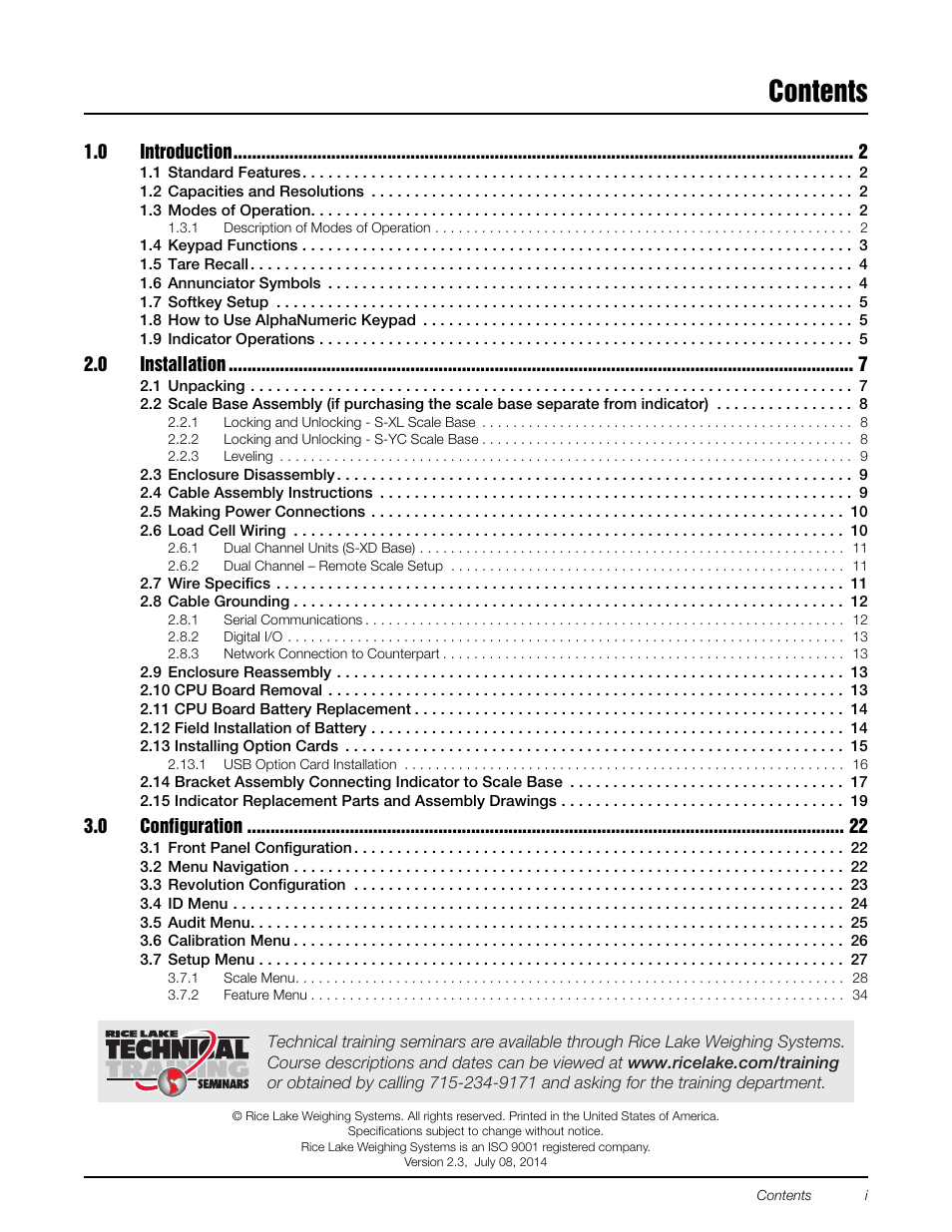 Rice Lake Counterpart Configurable Counting Indicator - Installation and Operation Manual V2.3 - Rev C User Manual | Page 3 / 112