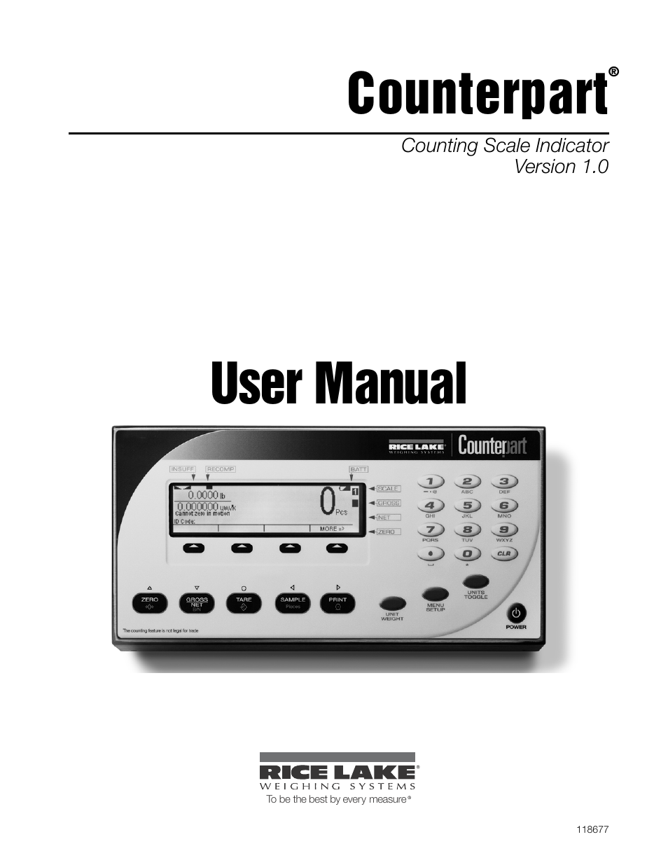 Rice Lake Counterpart Configurable Counting Indicator - User Manual - Version 1.0 User Manual | 87 pages