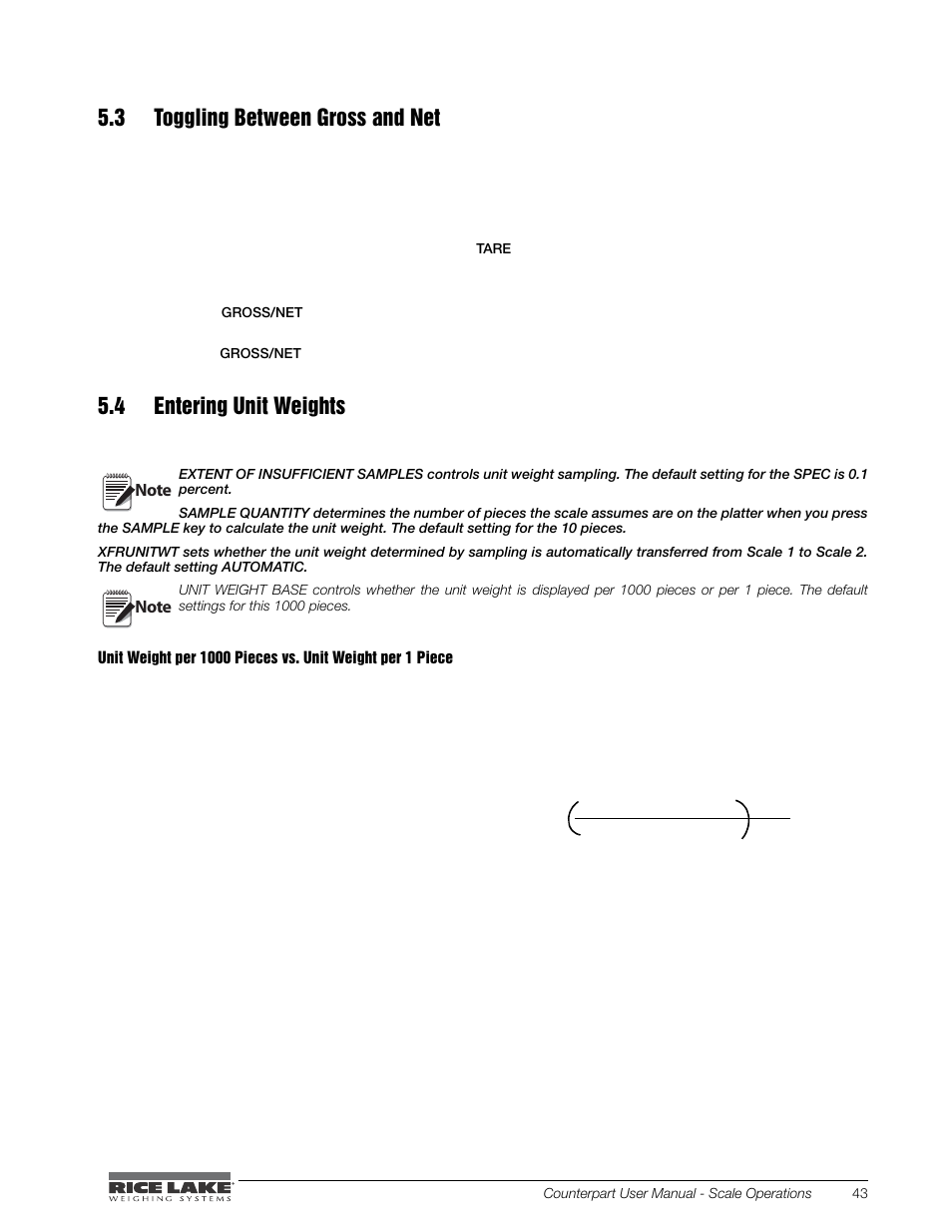 3 toggling between gross and net, 4 entering unit weights | Rice Lake Counterpart Configurable Counting Indicator - User Manual - Version 1.0 User Manual | Page 49 / 87