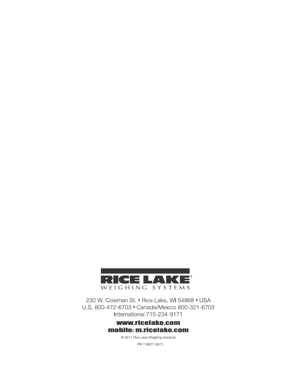 Pn 118677 06/11 | Rice Lake Counterpart Configurable Counting Indicator - User Manual - Version 1.0 User Manual | Page 87 / 87