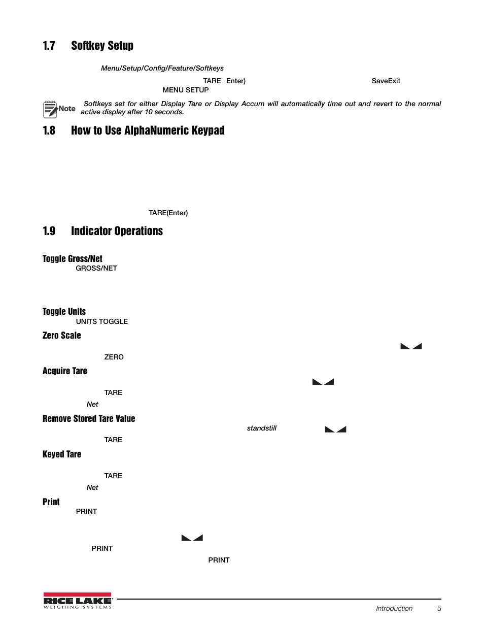 7 softkey setup, 8 how to use alphanumeric keypad, 9 indicator operations | Rice Lake Counterpart Configurable Counting Indicator - User Manual Rev. D - Version 2.4 User Manual | Page 11 / 112