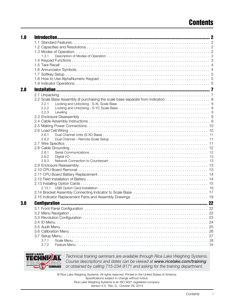 Rice Lake Counterpart Configurable Counting Indicator - User Manual Rev. D - Version 2.4 User Manual | Page 3 / 112