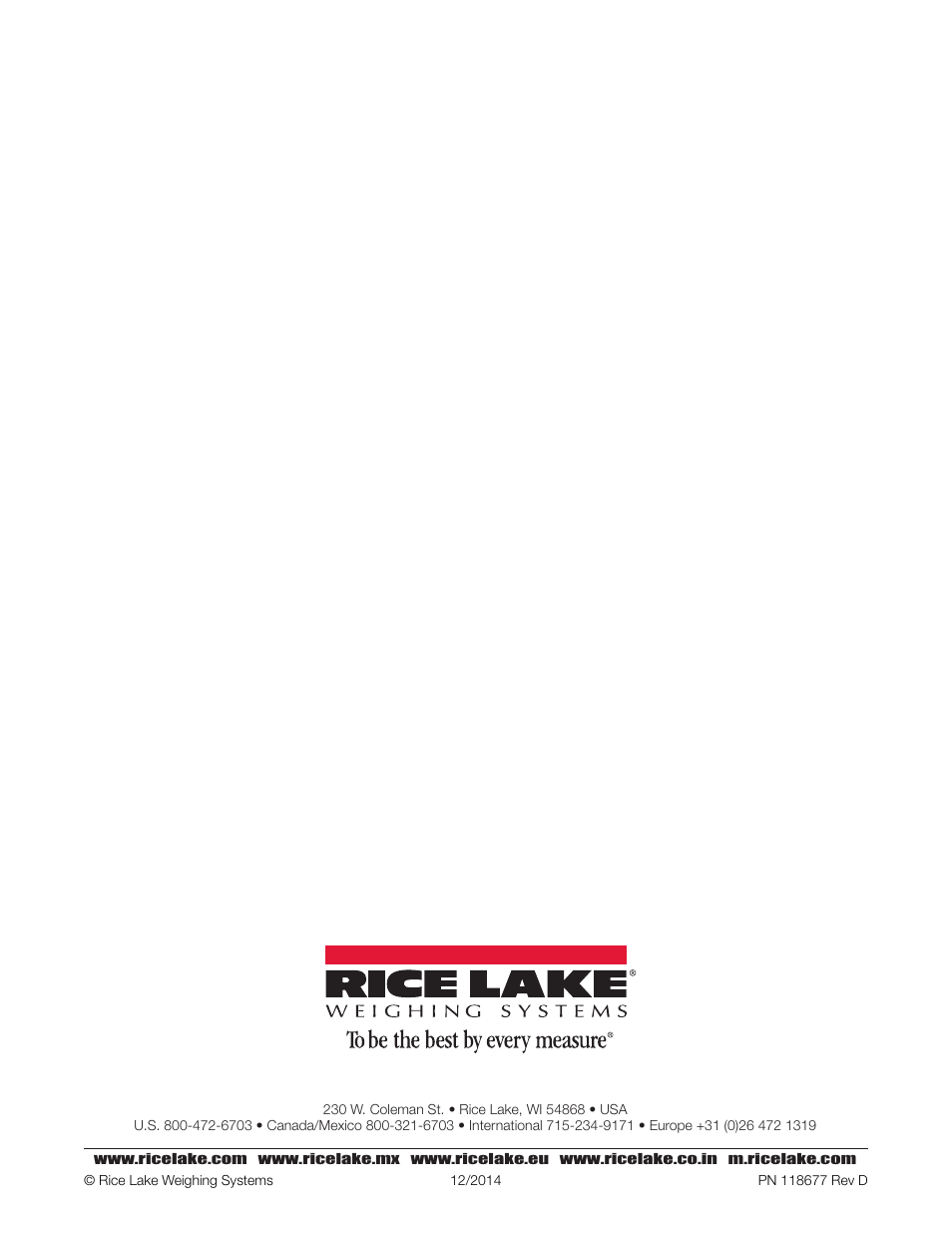 Rice Lake Counterpart Configurable Counting Indicator - User Manual Rev. E - Version 2.5 User Manual | Page 112 / 112