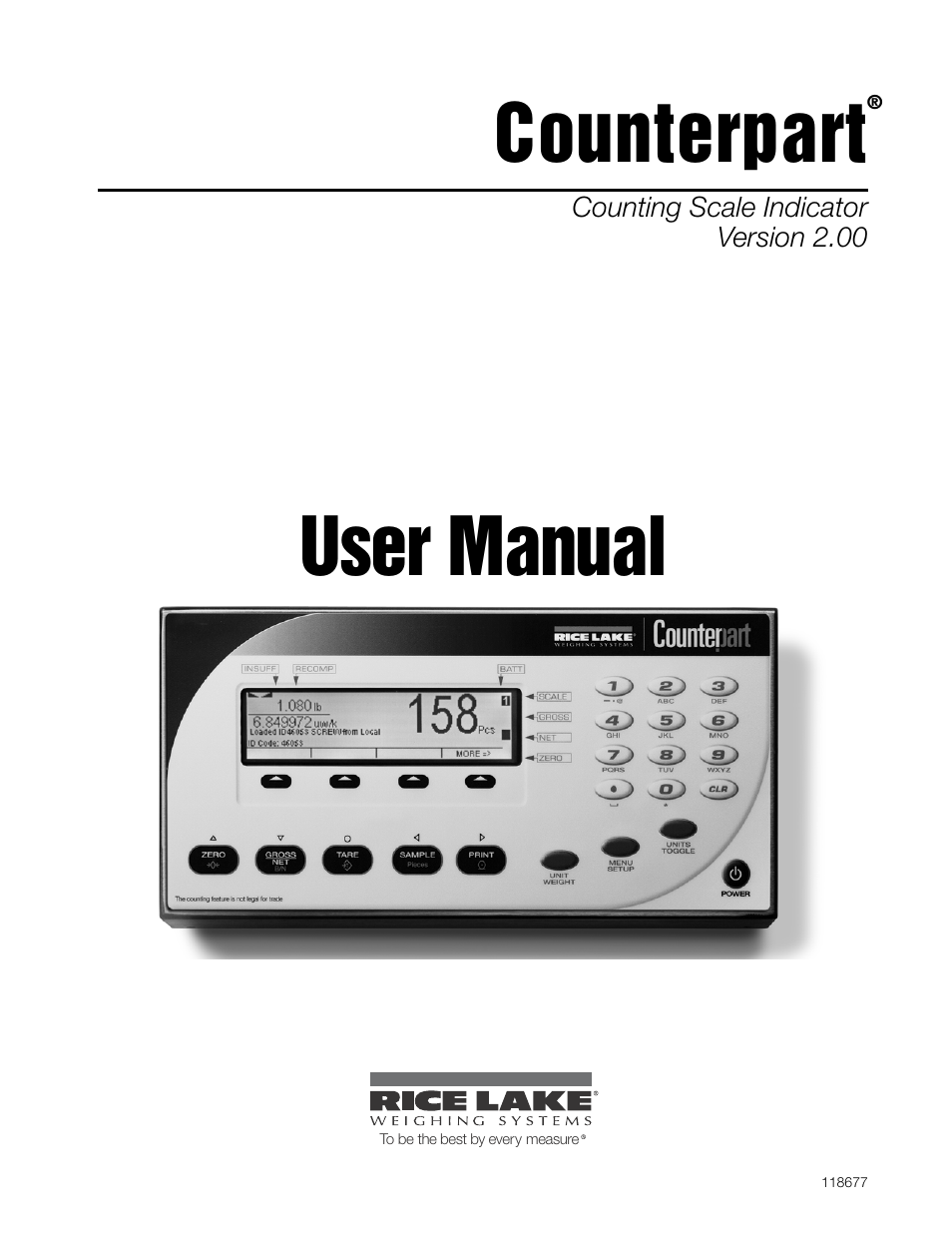 Rice Lake Counterpart Configurable Counting Indicator - User Manual - Version 2.0 User Manual | 98 pages