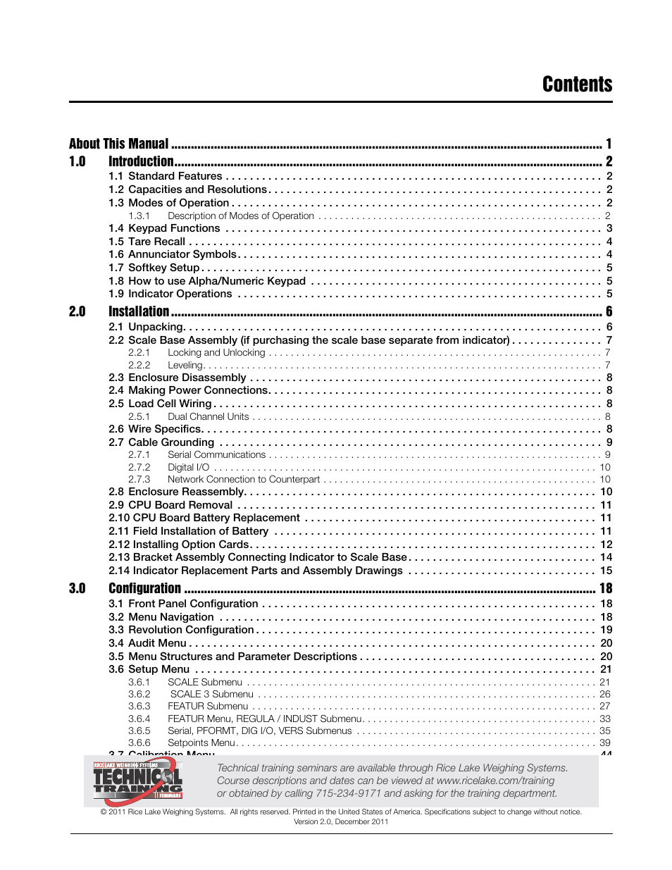 Rice Lake Counterpart Configurable Counting Indicator - User Manual - Version 2.0 User Manual | Page 3 / 98