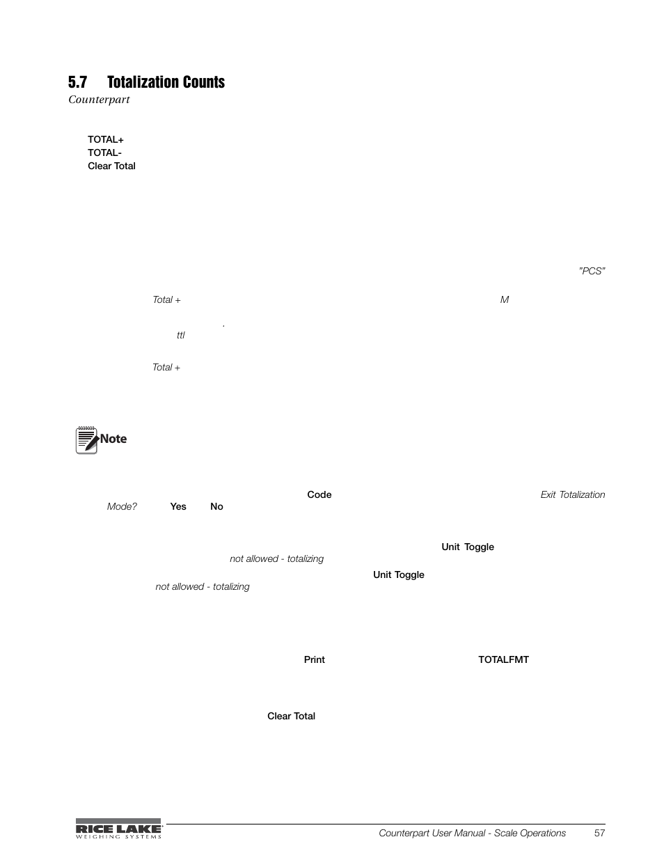 7 totalization counts | Rice Lake Counterpart Configurable Counting Indicator - User Manual - Version 2.0 User Manual | Page 65 / 98