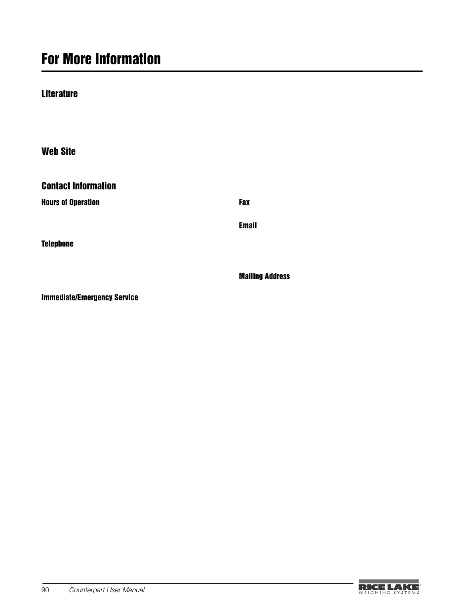 For more information | Rice Lake Counterpart Configurable Counting Indicator - User Manual - Version 2.0 User Manual | Page 96 / 98