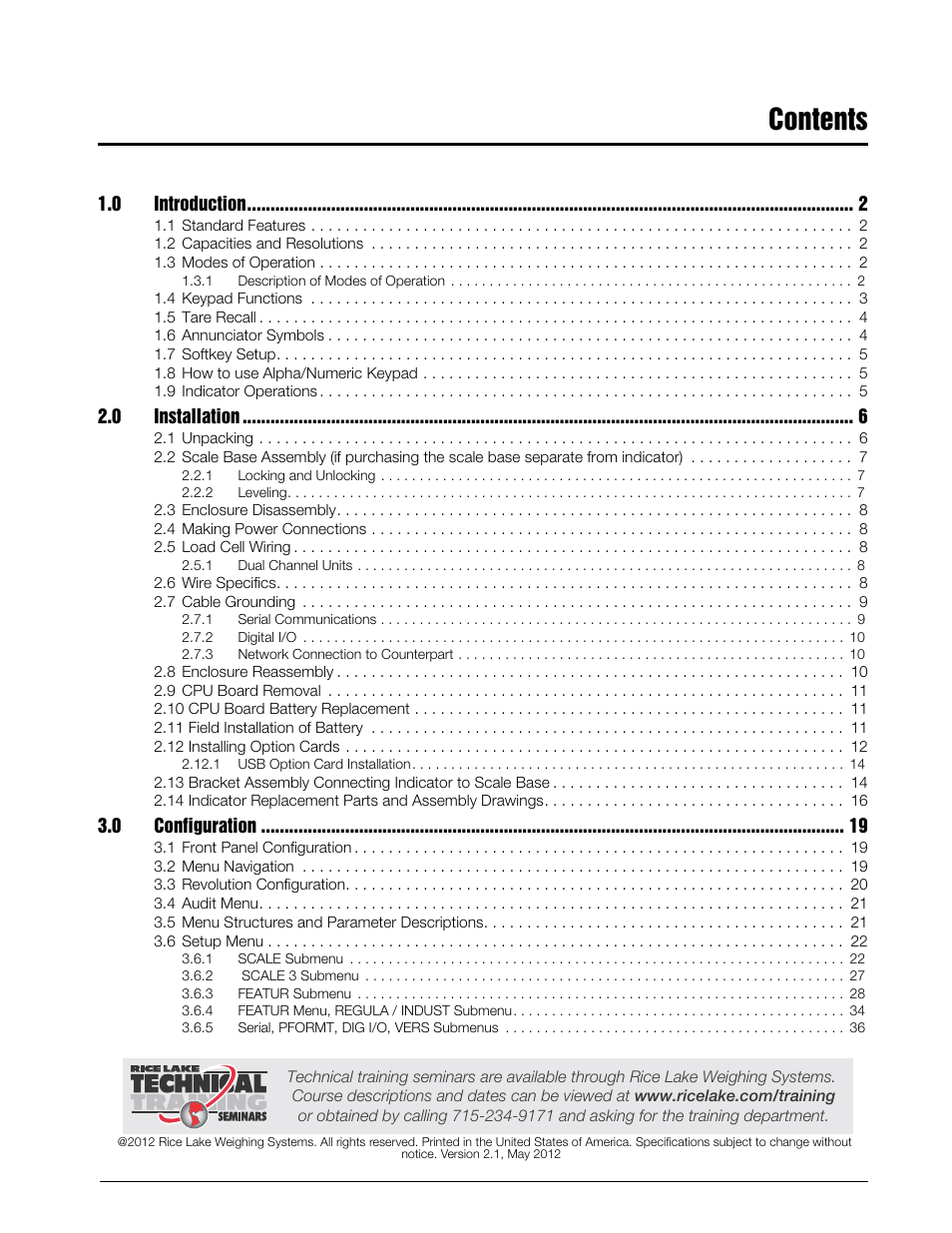 Rice Lake Counterpart Configurable Counting Indicator - User Manual - Version 2.1 User Manual | Page 3 / 101