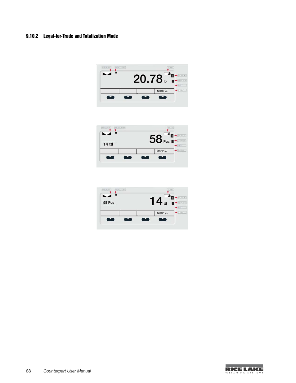 2 legal-for-trade and totalization mode, Legal-for-trade and totalization mode | Rice Lake Counterpart Configurable Counting Indicator - User Manual - Version 2.1 User Manual | Page 94 / 101