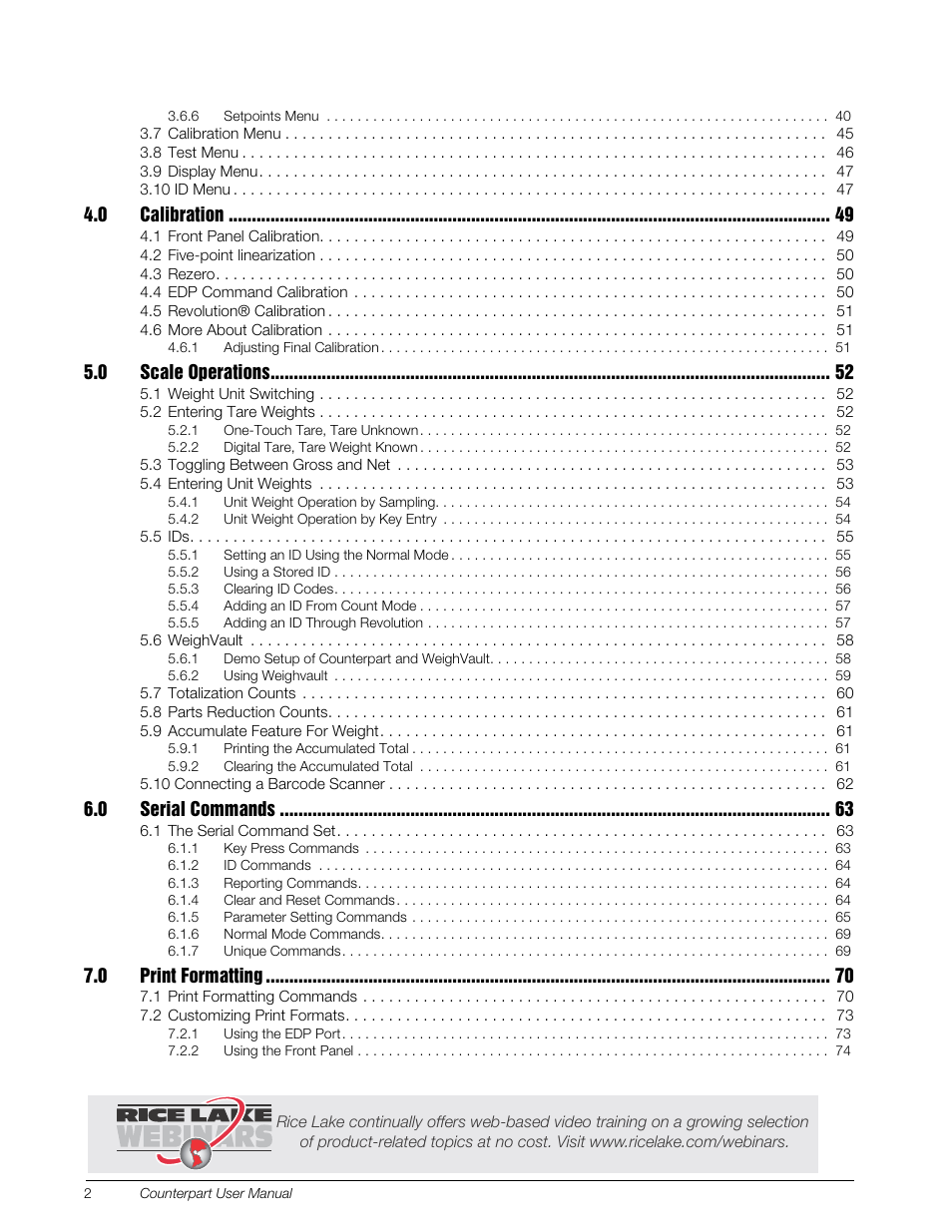 Rice Lake Counterpart Configurable Counting Indicator - User Manual - Version 2.2 User Manual | Page 4 / 101