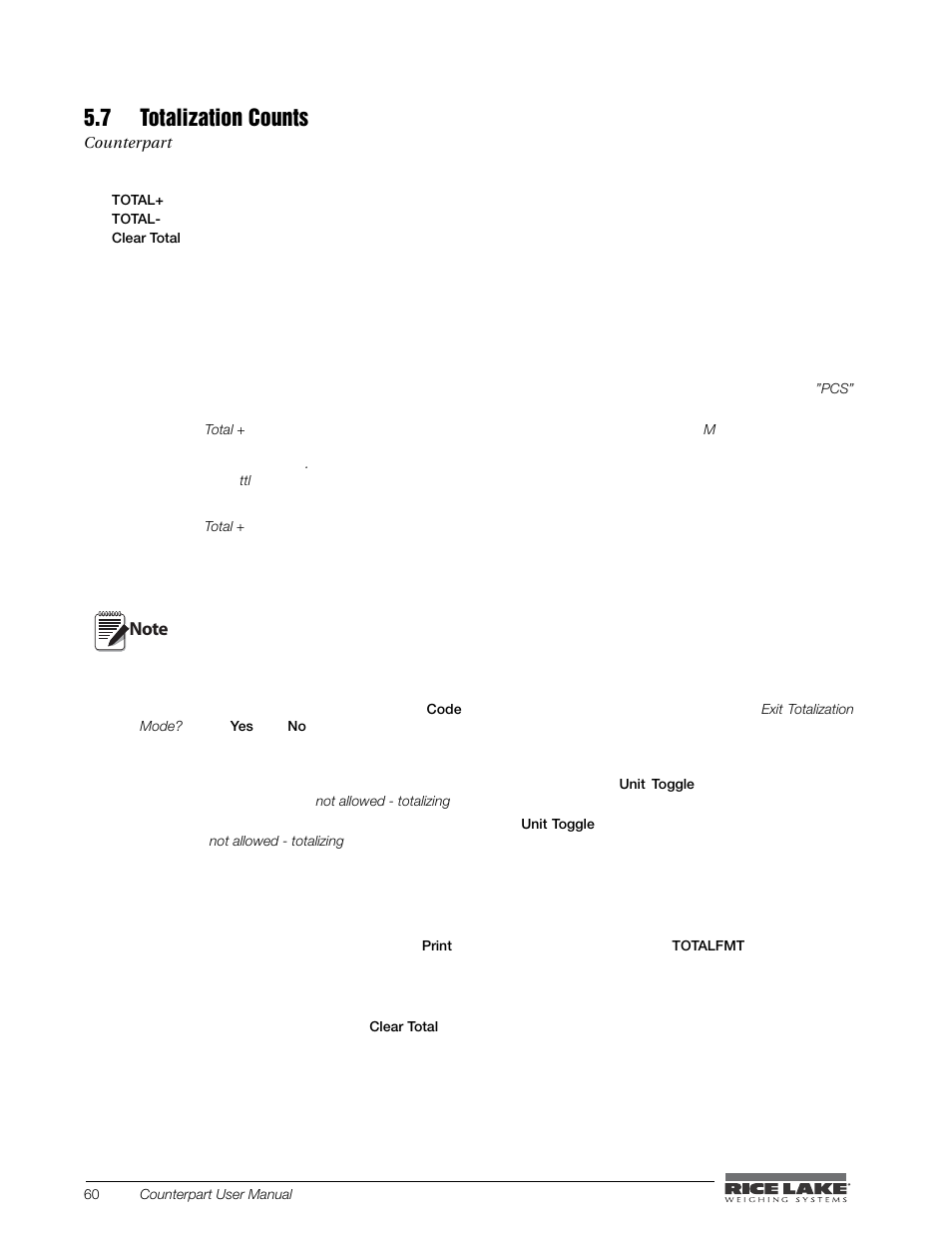 7 totalization counts | Rice Lake Counterpart Configurable Counting Indicator - User Manual - Version 2.2 User Manual | Page 66 / 101