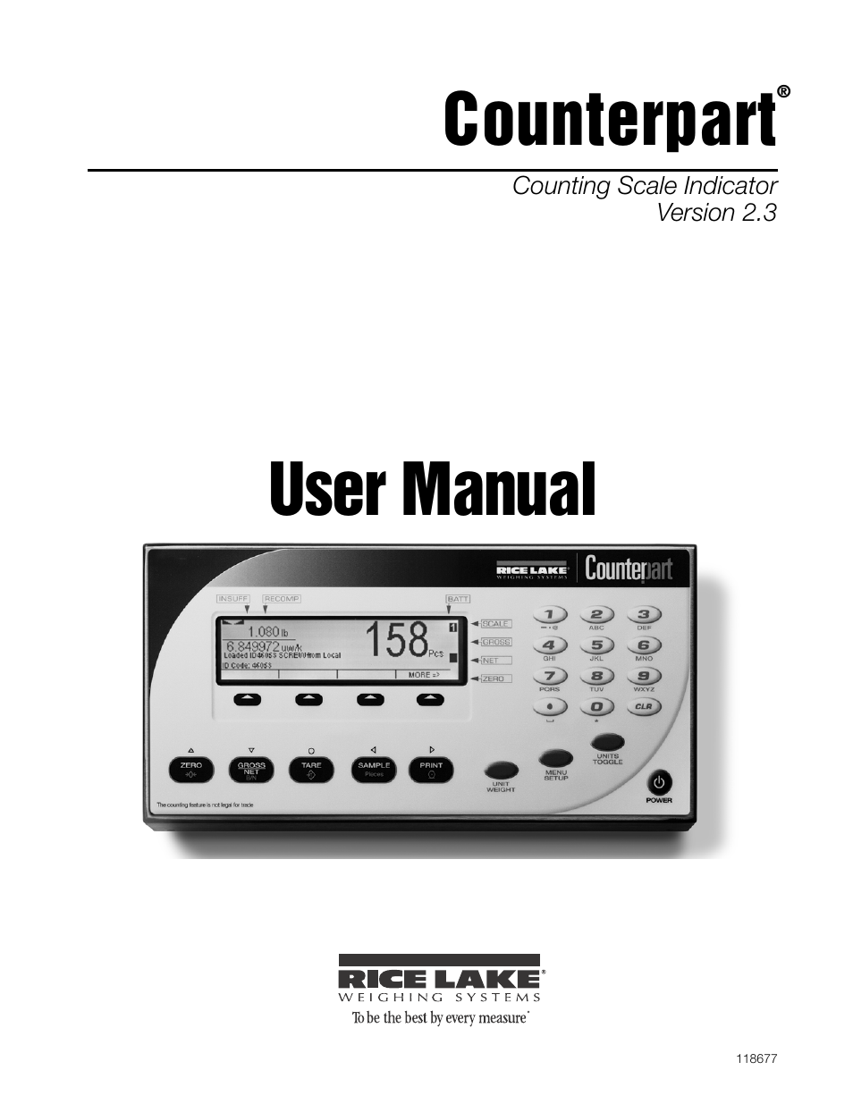 Rice Lake Counterpart Configurable Counting Indicator - User Manual - Version 2.3 User Manual | 99 pages