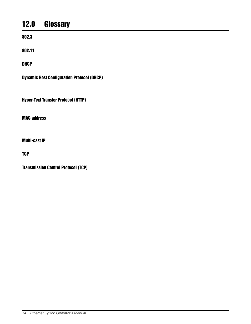 0 glossary, Glossary | Rice Lake MSI Crane Scales - Ethernet Option User Manual | Page 18 / 20