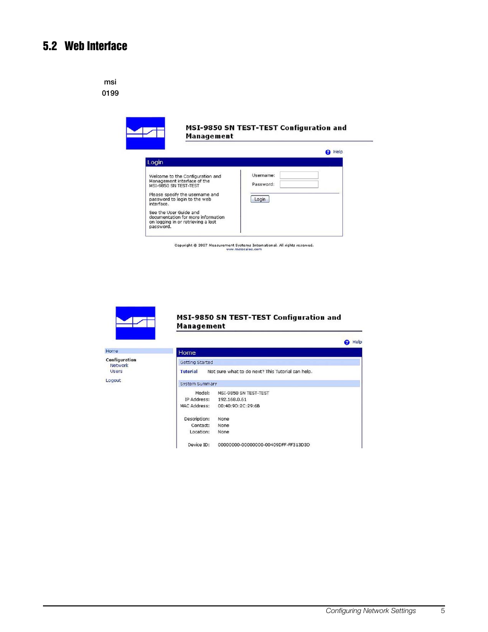 2 web interface | Rice Lake MSI Crane Scales - Ethernet Option User Manual | Page 9 / 20