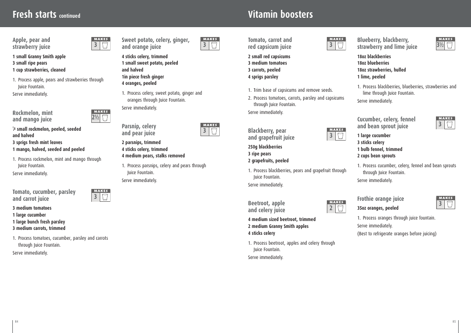 Vitamin boosters, Fresh starts | Breville BJE200XL User Manual | Page 13 / 54