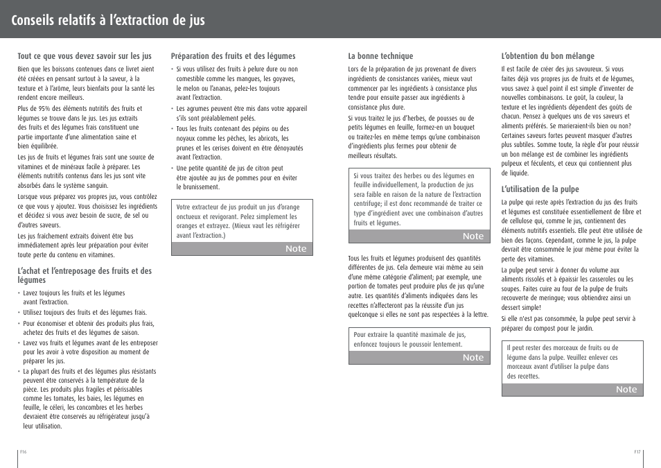 Conseils relatifs à l’extraction de jus | Breville BJE200XL User Manual | Page 27 / 54