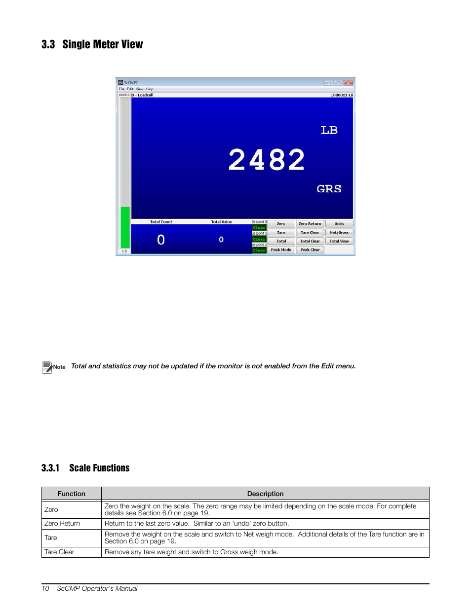 3 single meter view, 1 scale functions, Scale functions | Rice Lake MSI-8000 RF Remote Display - ScaleCore Configuration Management Program (ScCMP) User Manual | Page 14 / 44