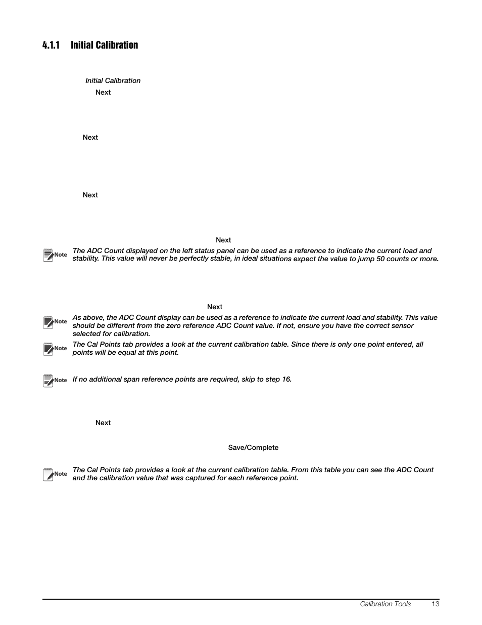 1 initial calibration, Initial calibration | Rice Lake MSI-8000 RF Remote Display - ScaleCore Configuration Management Program (ScCMP) User Manual | Page 17 / 44