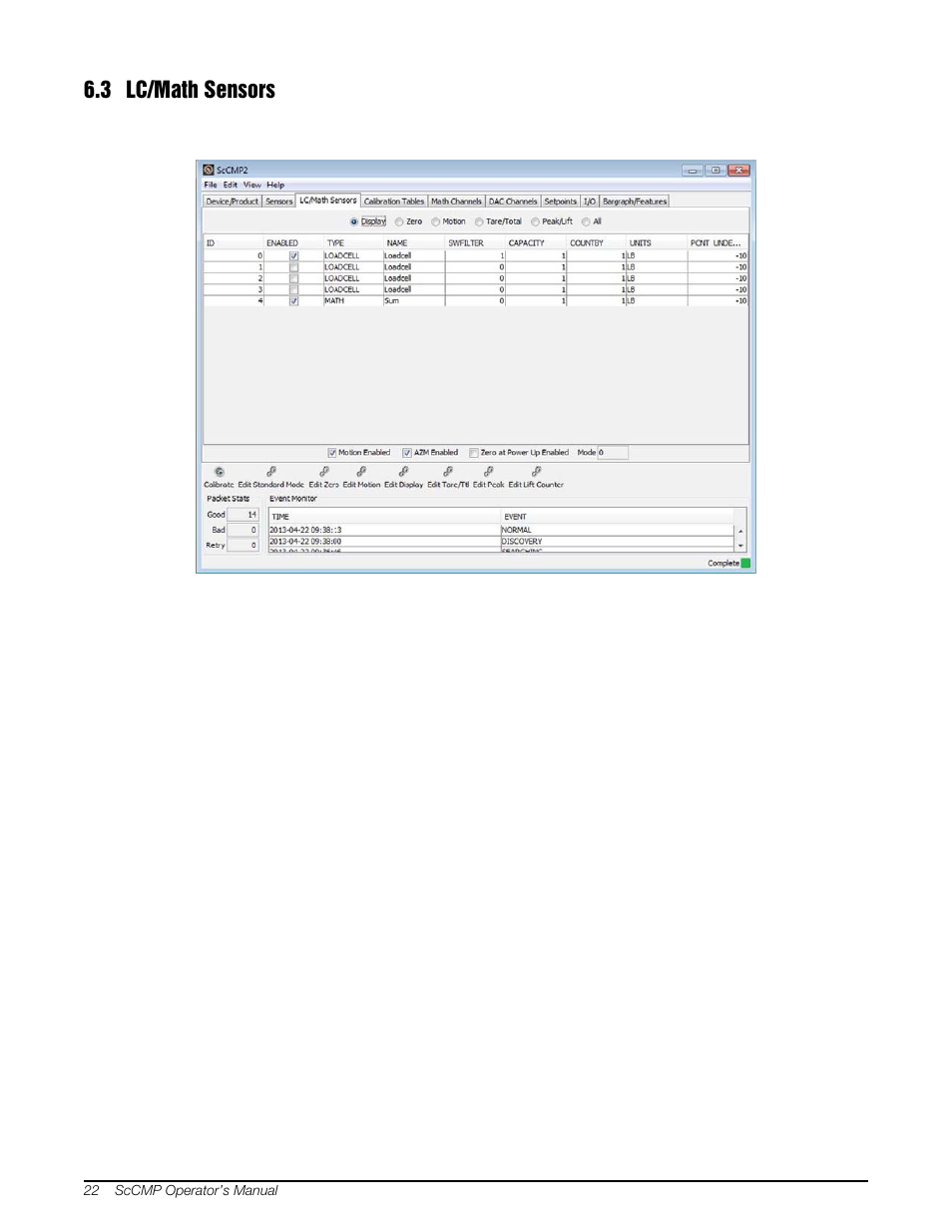 3 lc/math sensors | Rice Lake MSI-8000 RF Remote Display - ScaleCore Configuration Management Program (ScCMP) User Manual | Page 26 / 44