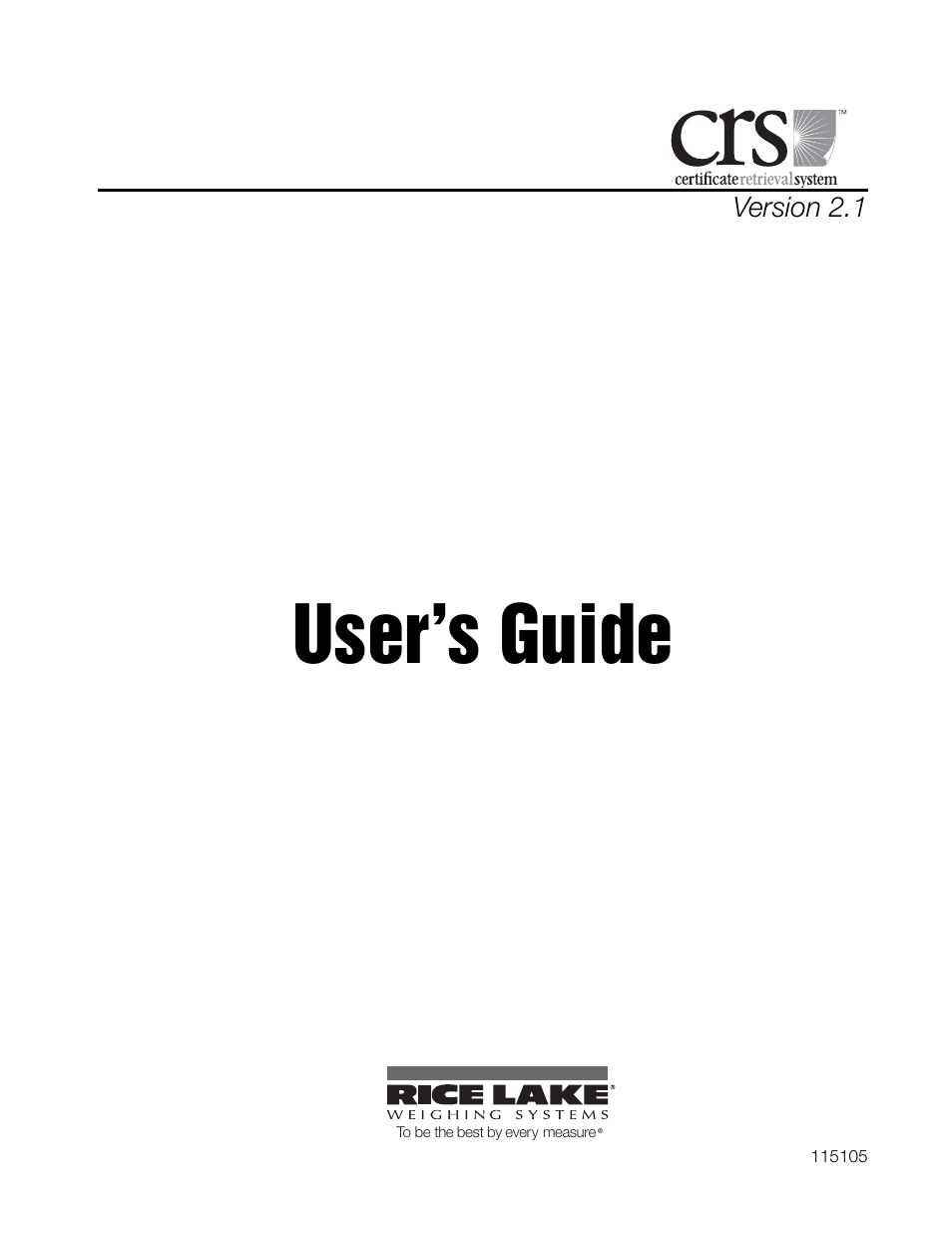 Rice Lake CRS-Certificate Retrieval System User Manual | 36 pages