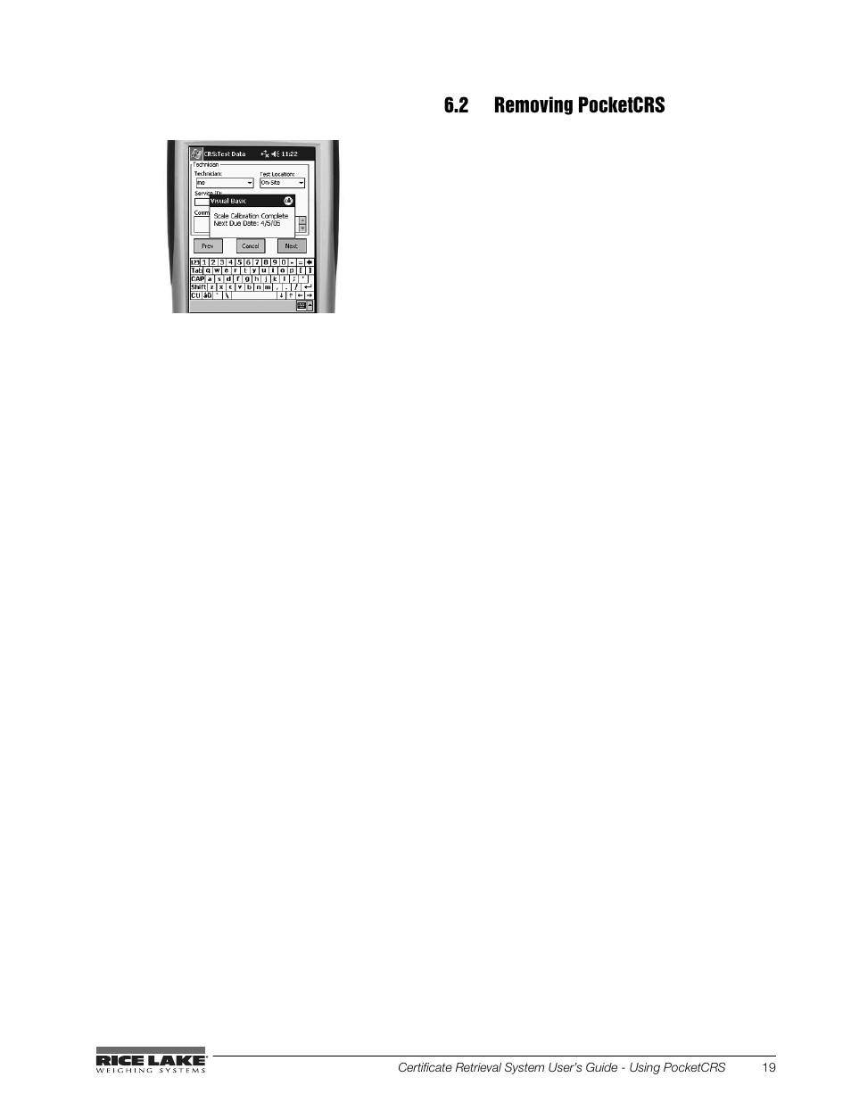 2 removing pocketcrs | Rice Lake CRS-Certificate Retrieval System User Manual | Page 23 / 36