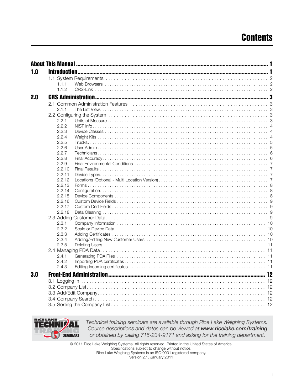 Rice Lake CRS-Certificate Retrieval System User Manual | Page 3 / 36