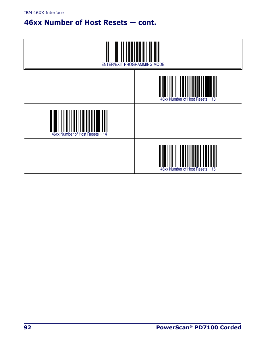 46xx number of host resets — cont | Rice Lake Datalogic PowerScan PD7100 Series Laser Scanner User Manual | Page 100 / 324