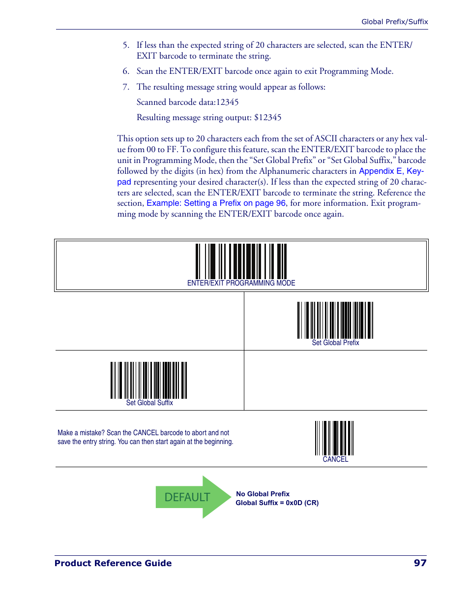 Default | Rice Lake Datalogic PowerScan PD7100 Series Laser Scanner User Manual | Page 105 / 324