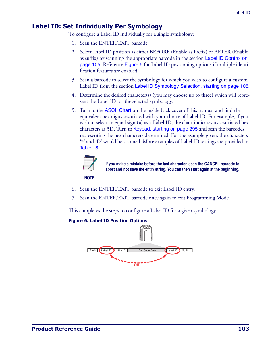 Label id: set individually per symbology, Label, If you wish to program the reader to | Rice Lake Datalogic PowerScan PD7100 Series Laser Scanner User Manual | Page 111 / 324