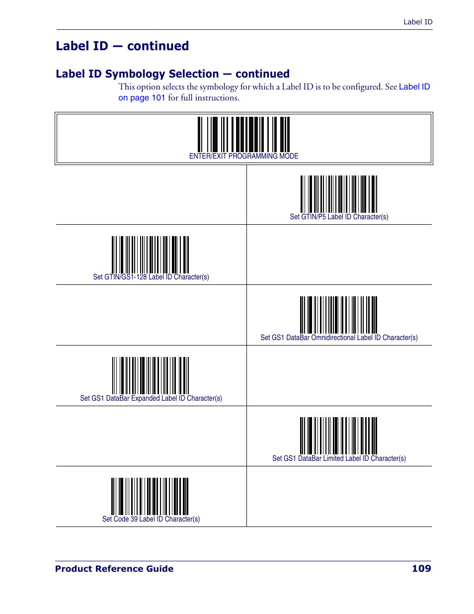 Label id — continued, Label id symbology selection — continued | Rice Lake Datalogic PowerScan PD7100 Series Laser Scanner User Manual | Page 117 / 324