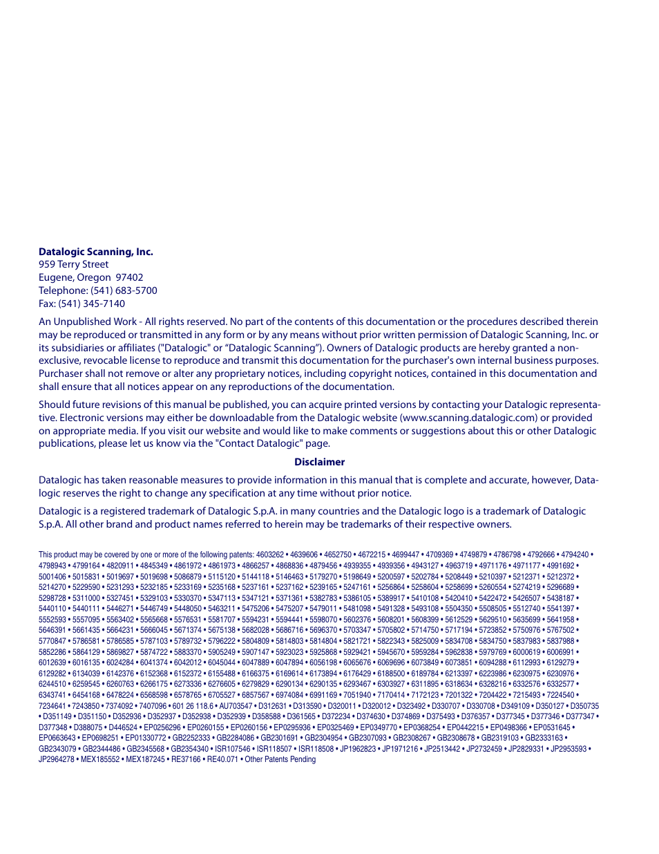 Rice Lake Datalogic PowerScan PD7100 Series Laser Scanner User Manual | Page 2 / 324