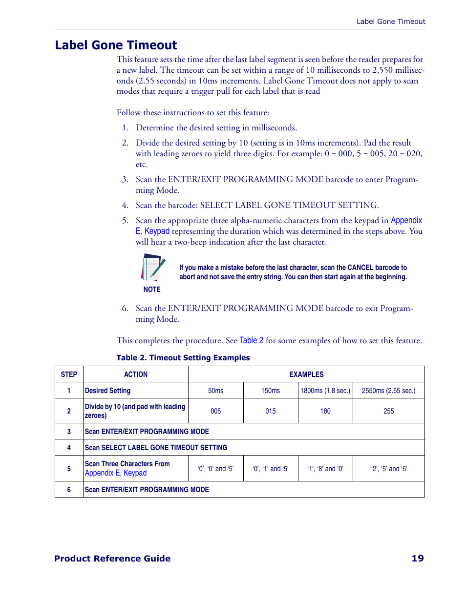 Label gone timeout | Rice Lake Datalogic PowerScan PD7100 Series Laser Scanner User Manual | Page 27 / 324