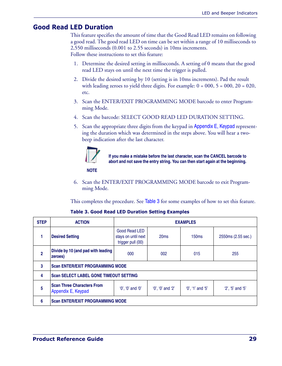 Good read led duration | Rice Lake Datalogic PowerScan PD7100 Series Laser Scanner User Manual | Page 37 / 324