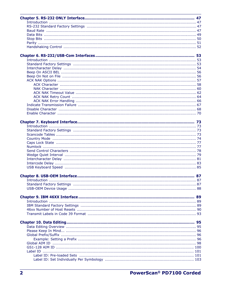 Rice Lake Datalogic PowerScan PD7100 Series Laser Scanner User Manual | Page 4 / 324