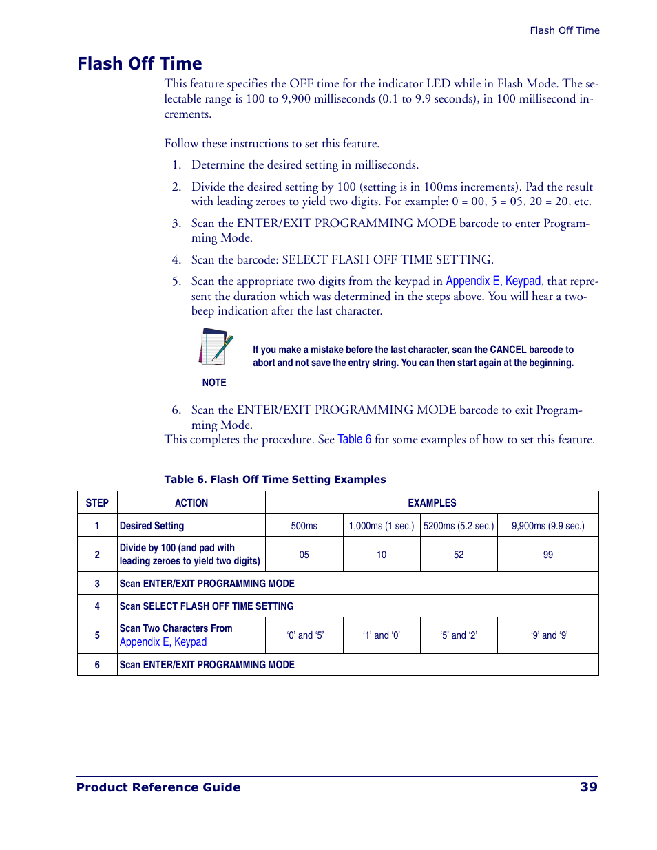 Flash off time | Rice Lake Datalogic PowerScan PD7100 Series Laser Scanner User Manual | Page 47 / 324