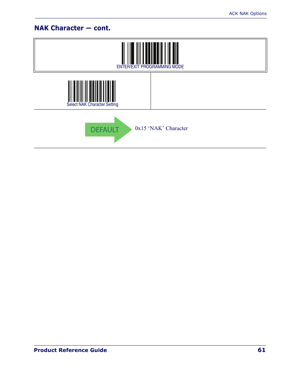 Default | Rice Lake Datalogic PowerScan PD7100 Series Laser Scanner User Manual | Page 69 / 324
