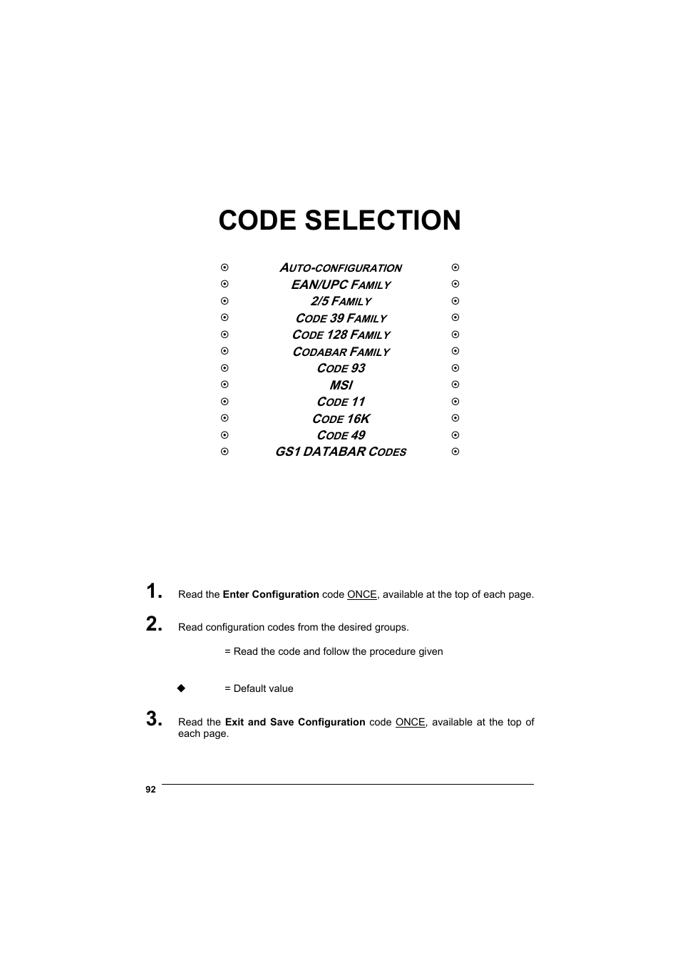 Code selection | Rice Lake Datalogic PowerScan RF 8000 Series Laser Scanner User Manual | Page 100 / 212